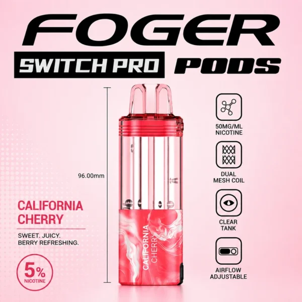 california cherry foger switch pro 30k puffs pod cover 92186